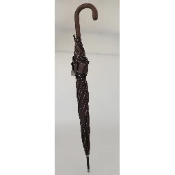 Brown Striped Leather Handle Collapsible Sartoria Umbrella