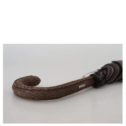 Brown Striped Leather Handle Collapsible Sartoria Umbrella
