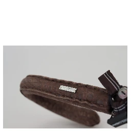 Brown Striped Leather Handle Collapsible Sartoria Umbrella