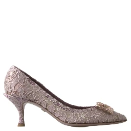 Pink Floral Lace DG Crystal Pumps Shoes