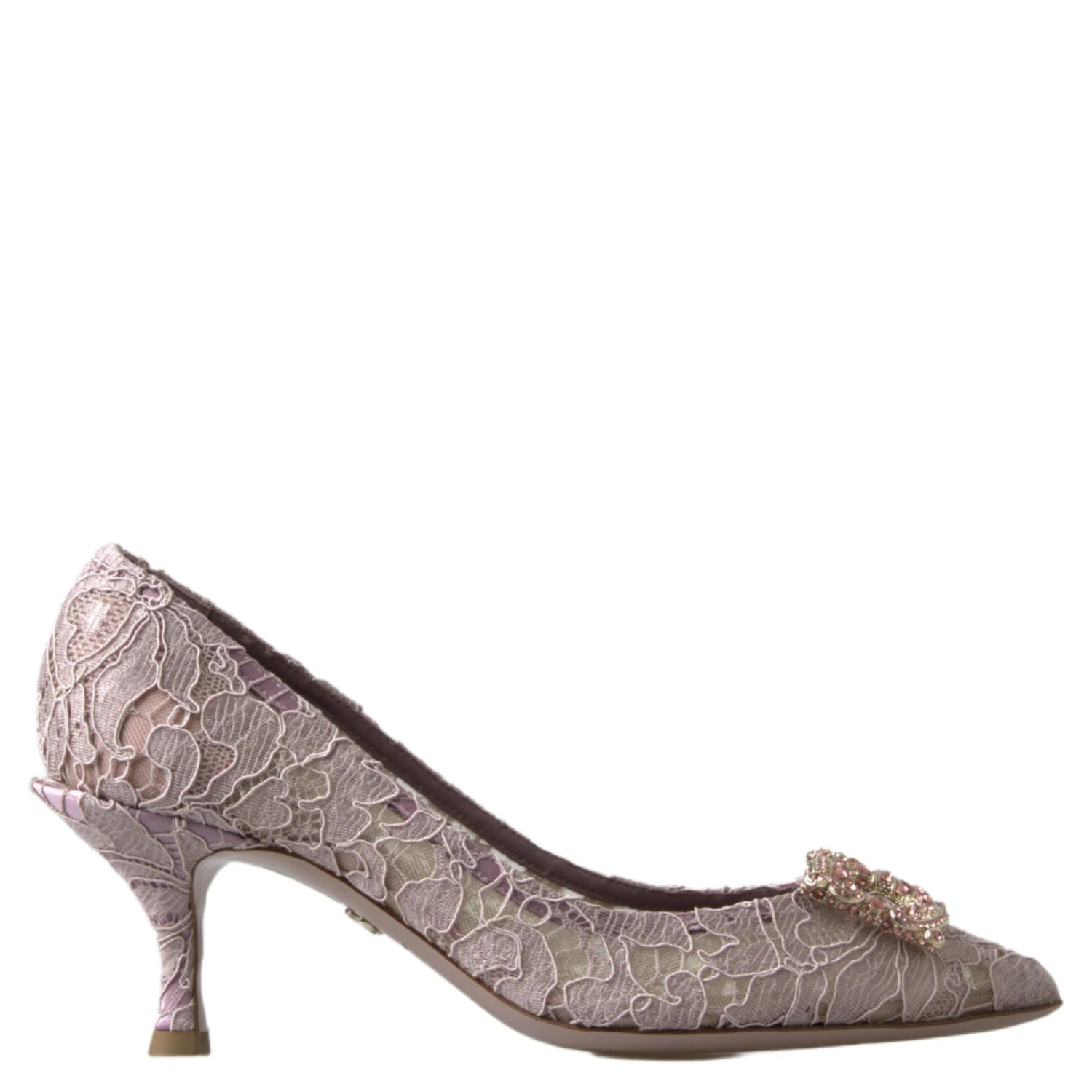Pink Floral Lace DG Crystal Pumps Shoes