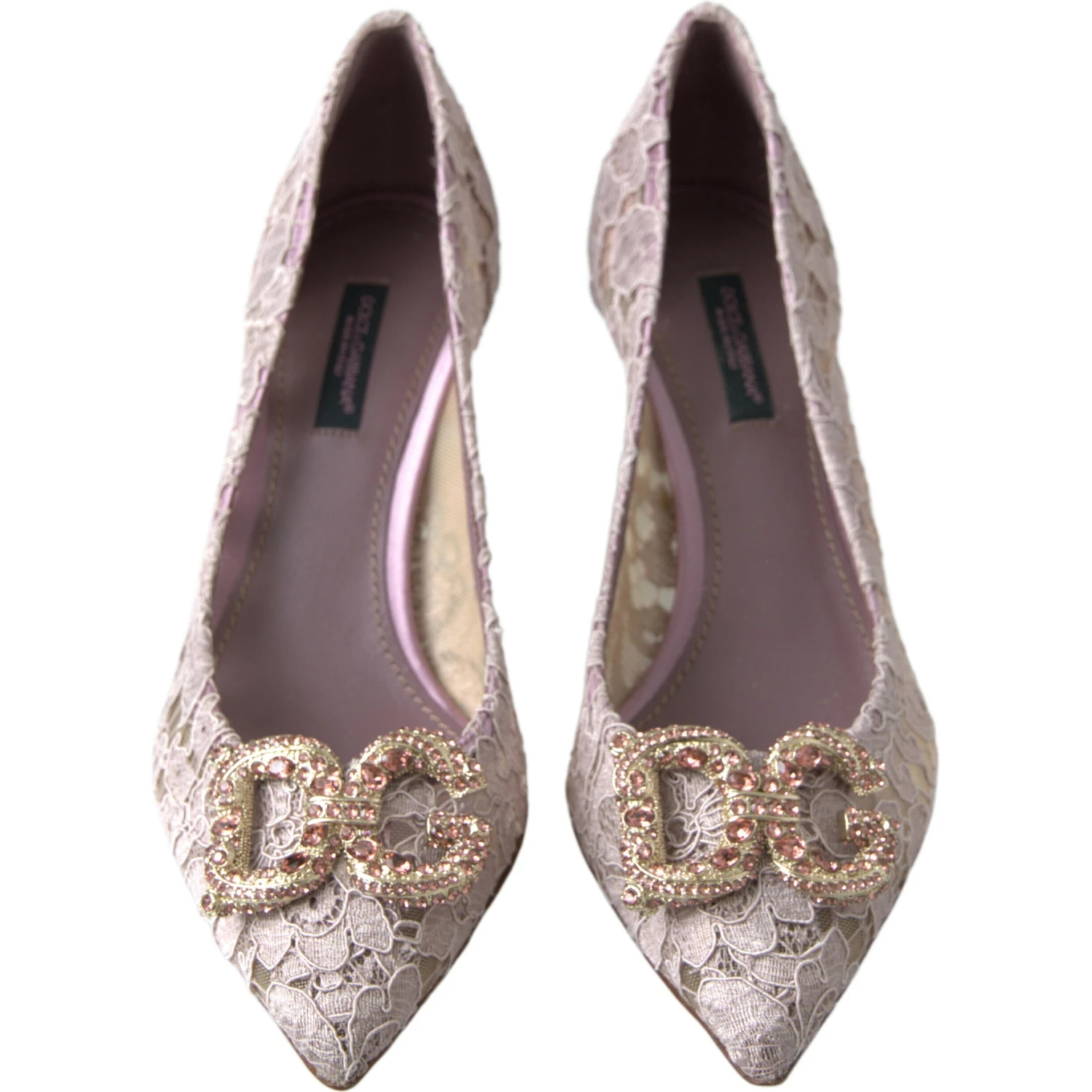 Pink Floral Lace DG Crystal Pumps Shoes