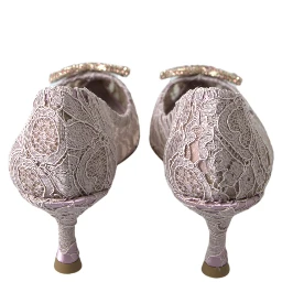 Pink Floral Lace DG Crystal Pumps Shoes