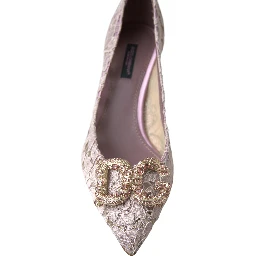 Pink Floral Lace DG Crystal Pumps Shoes