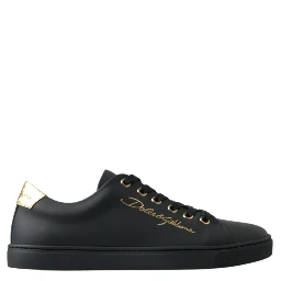 Black Gold Leather Classic Sneakers Shoes