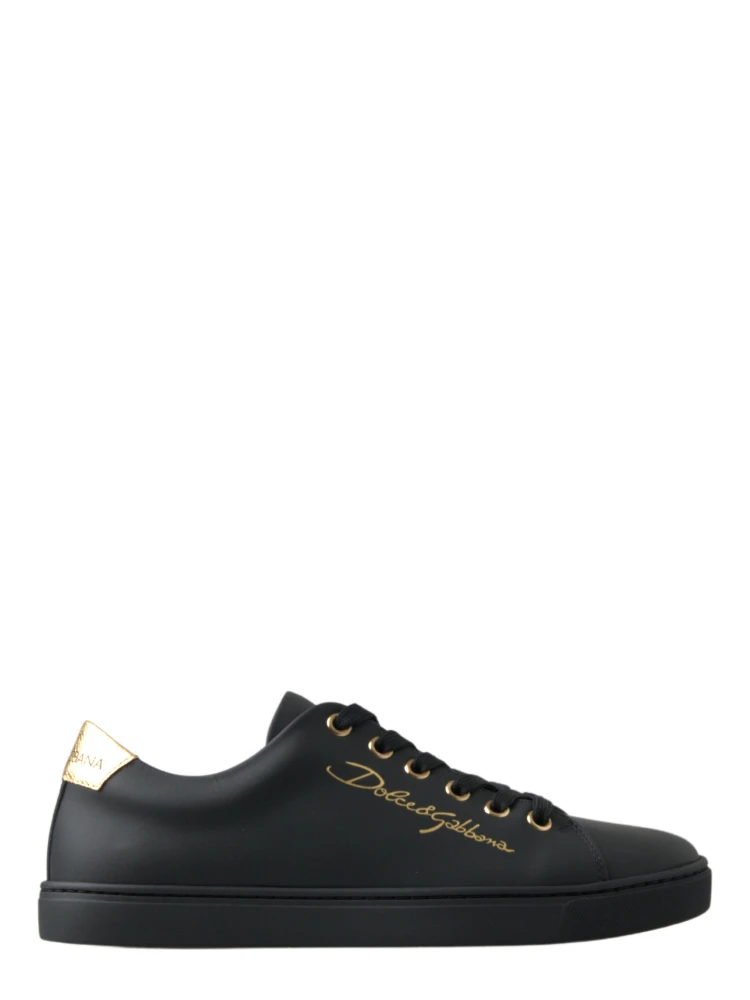Black Gold Leather Classic Sneakers Shoes