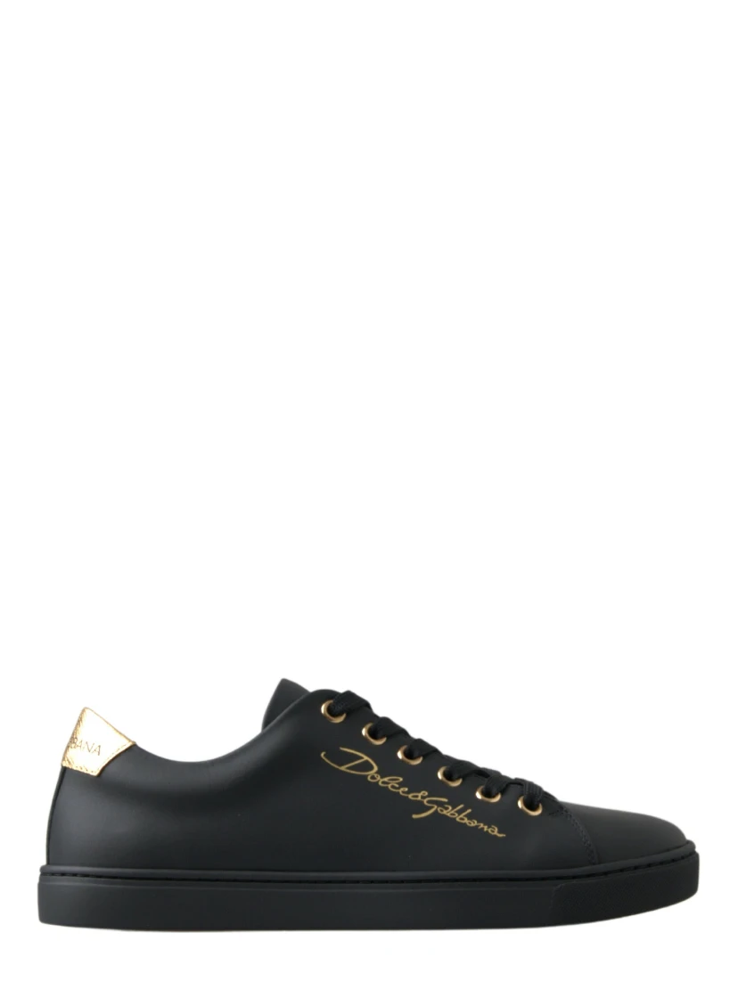 Black Gold Leather Classic Sneakers Shoes