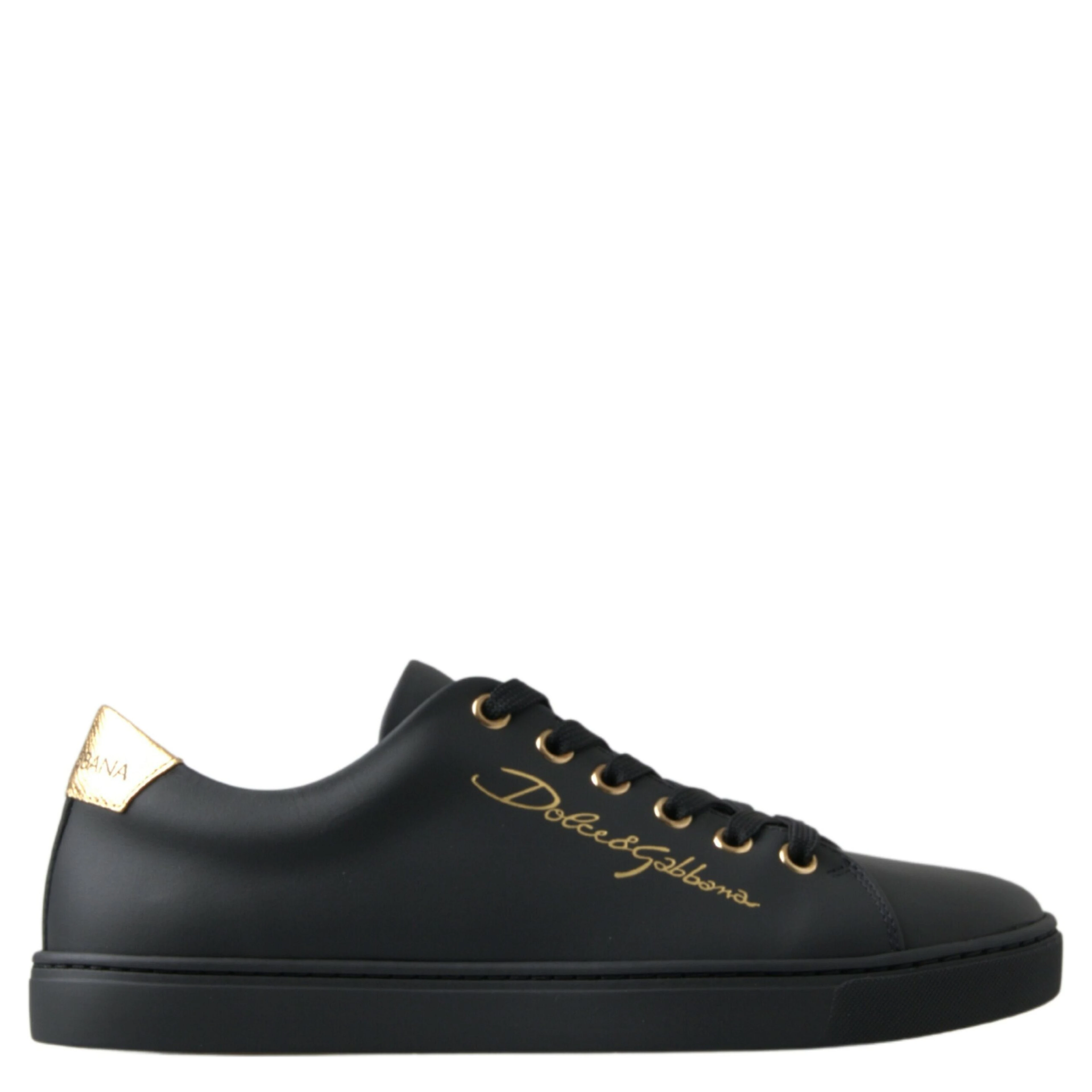 Black Gold Leather Classic Sneakers Shoes