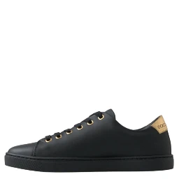 Black Gold Leather Classic Sneakers Shoes