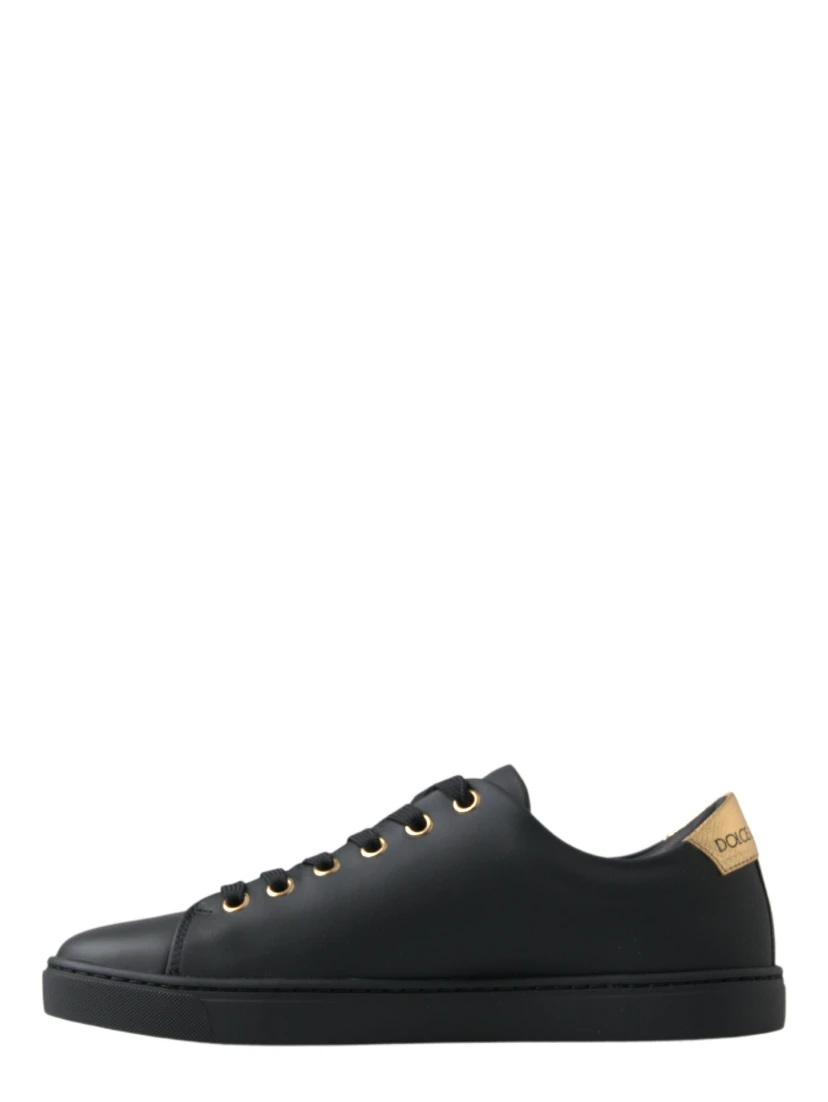 Black Gold Leather Classic Sneakers Shoes