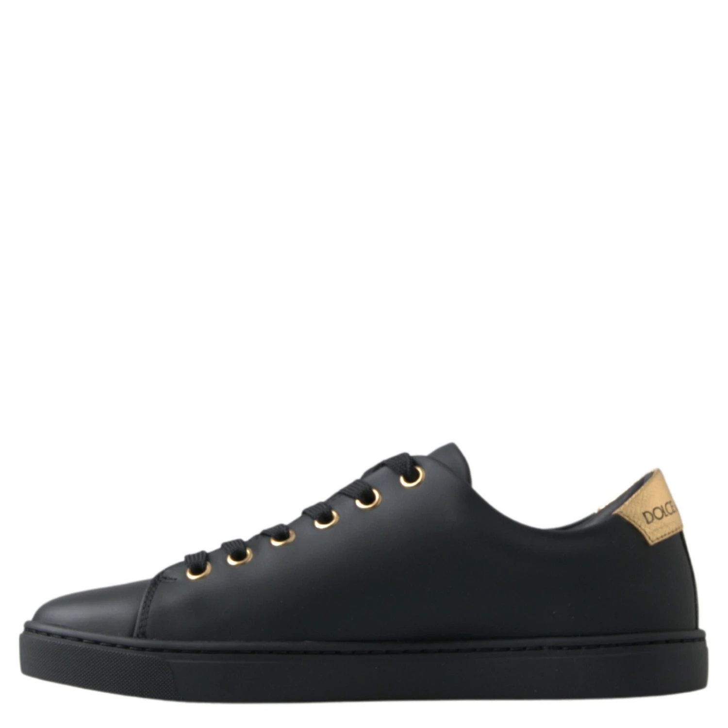 Black Gold Leather Classic Sneakers Shoes