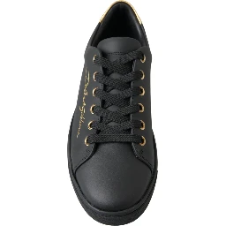 Black Gold Leather Classic Sneakers Shoes