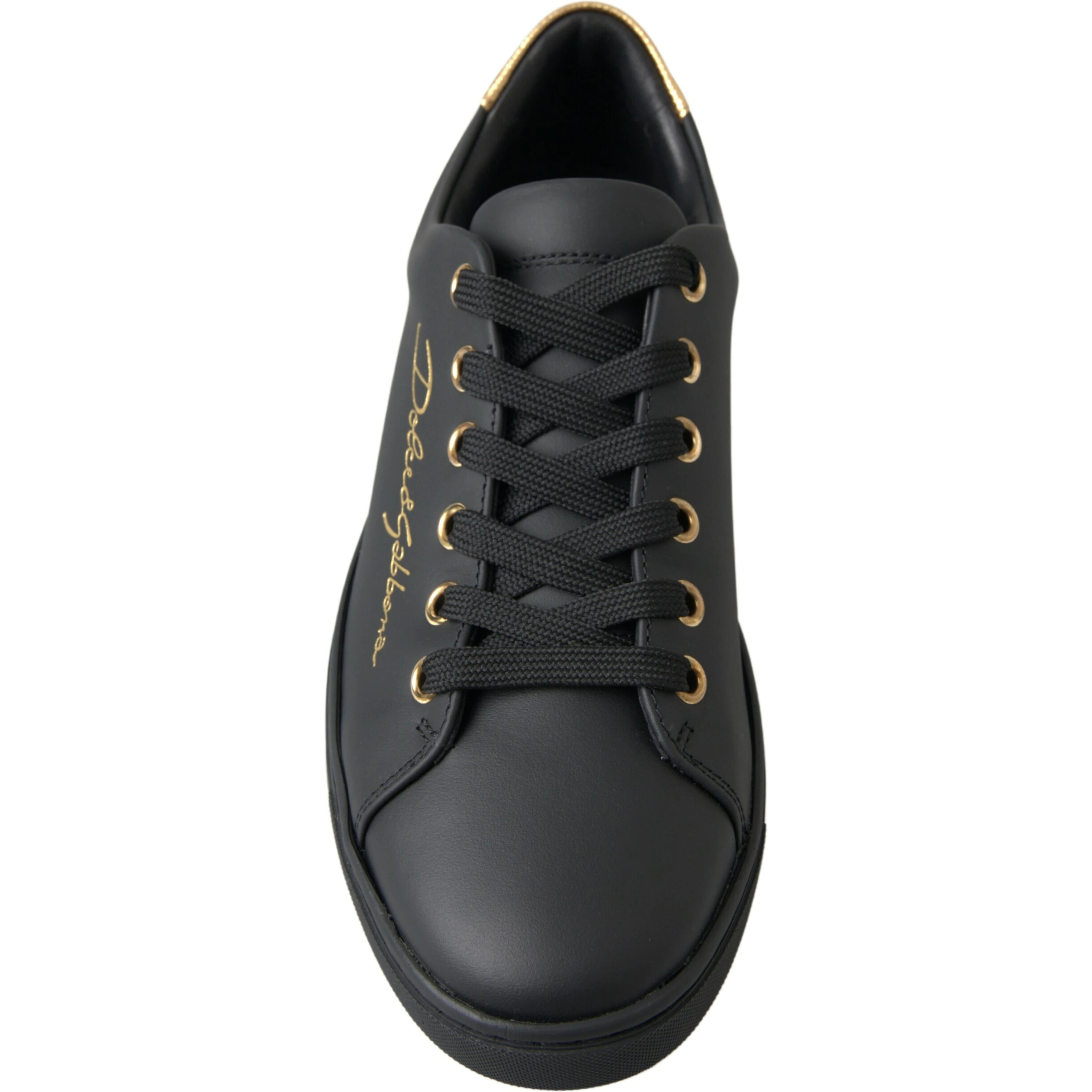 Black Gold Leather Classic Sneakers Shoes