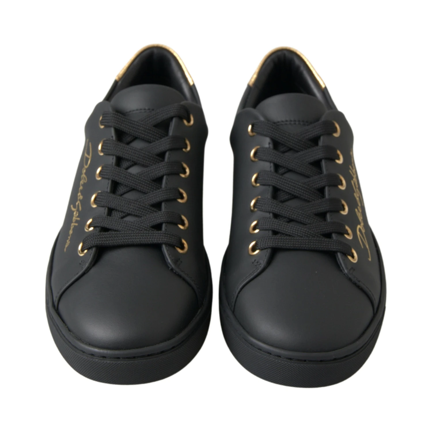 Black Gold Leather Classic Sneakers Shoes