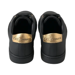 Black Gold Leather Classic Sneakers Shoes
