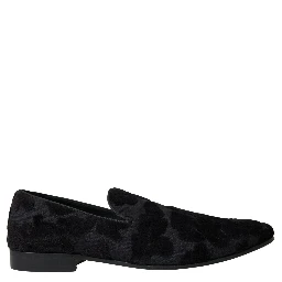 Black Brocade Loafers Formal Shoes