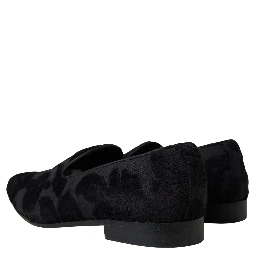 Black Brocade Loafers Formal Shoes