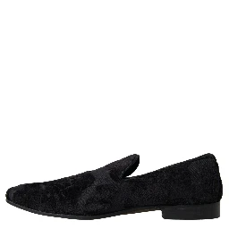 Black Brocade Loafers Formal Shoes
