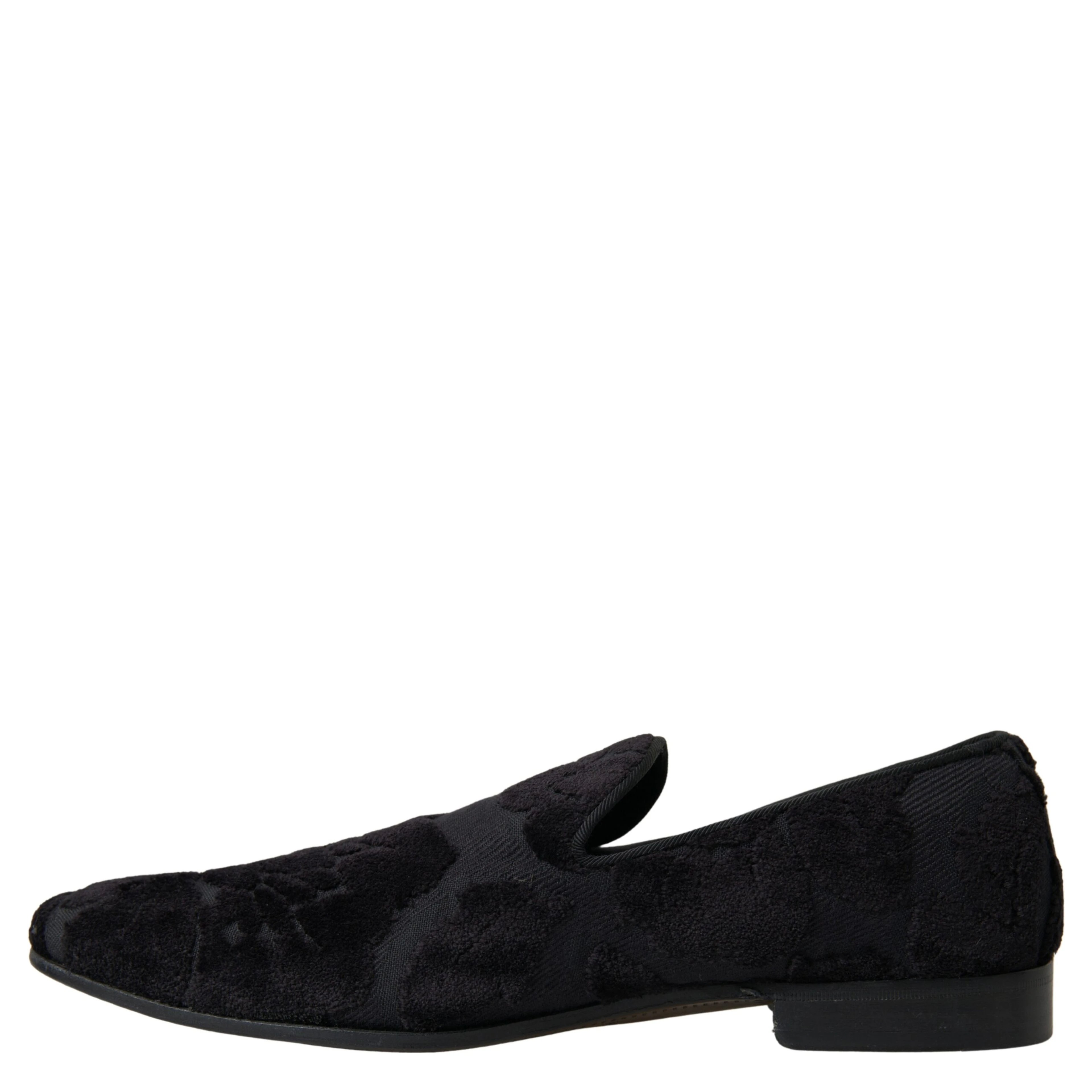 Black Brocade Loafers Formal Shoes