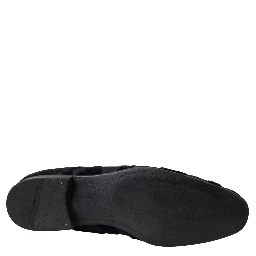 Black Brocade Loafers Formal Shoes