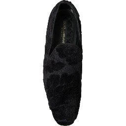 Black Brocade Loafers Formal Shoes