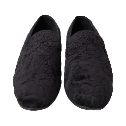 Black Brocade Loafers Formal Shoes