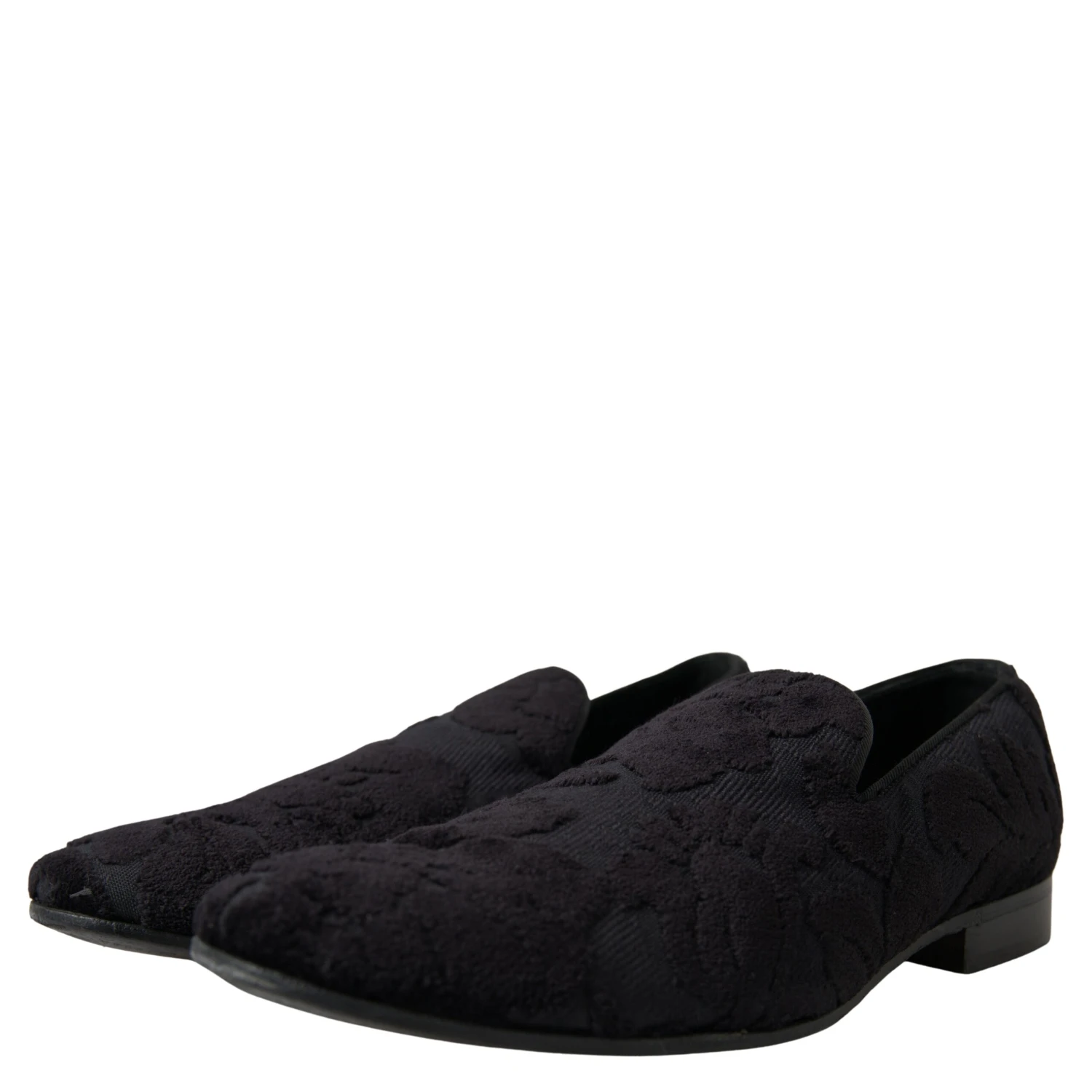 Black Brocade Loafers Formal Shoes