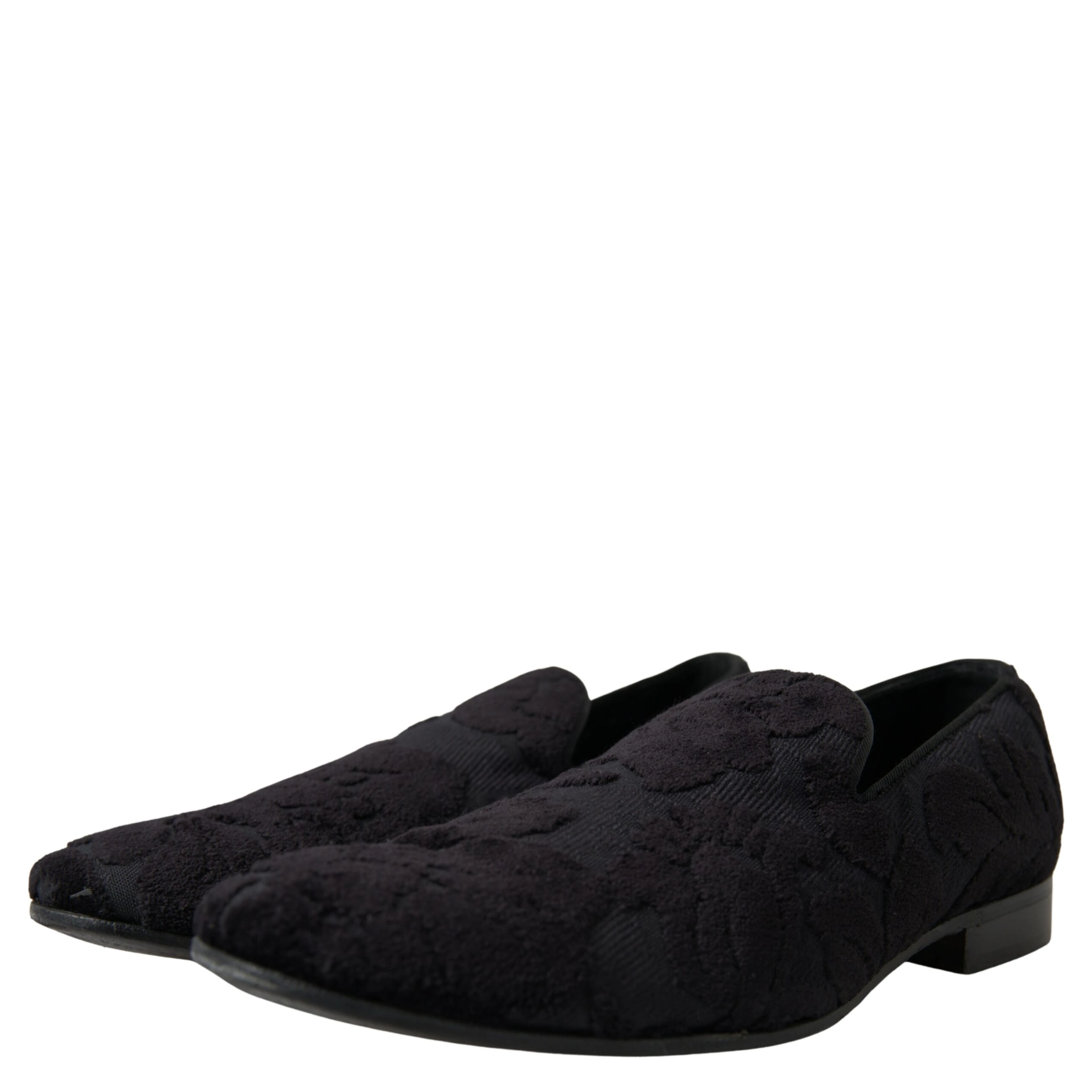 Black Brocade Loafers Formal Shoes