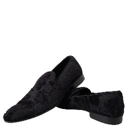 Black Brocade Loafers Formal Shoes
