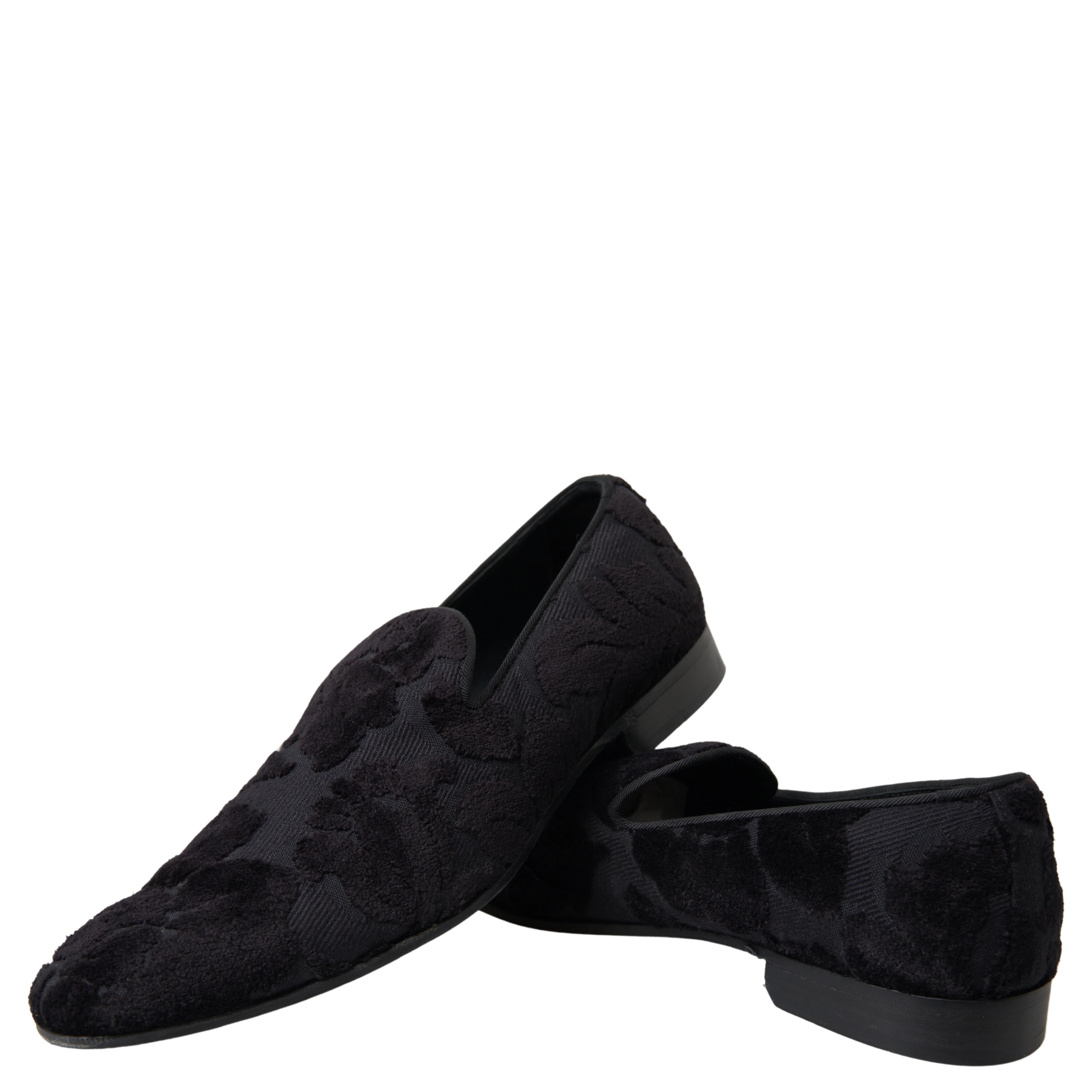 Black Brocade Loafers Formal Shoes