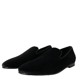 Black Velvet Loafers Formal Shoes