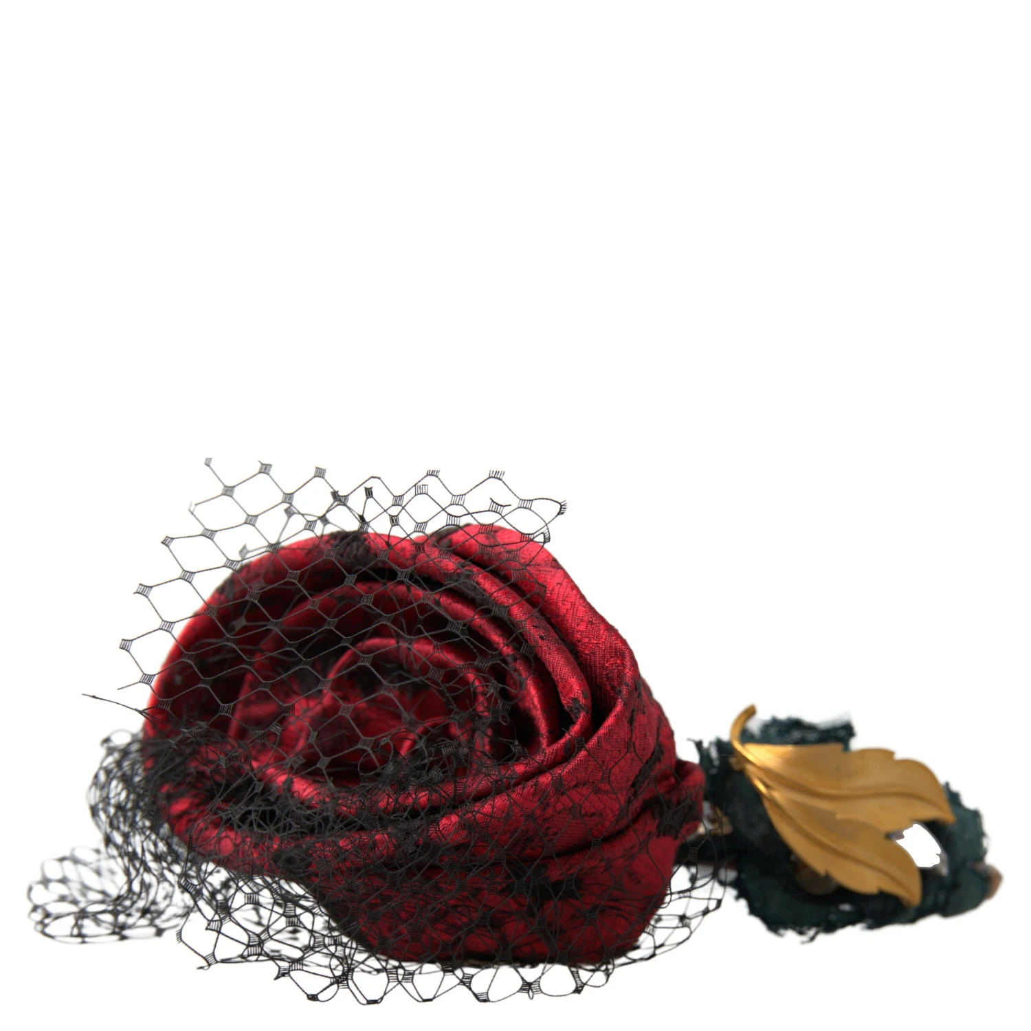 Red with multicolor Rose Silk Crystal Netted Logo Diadem Headband
