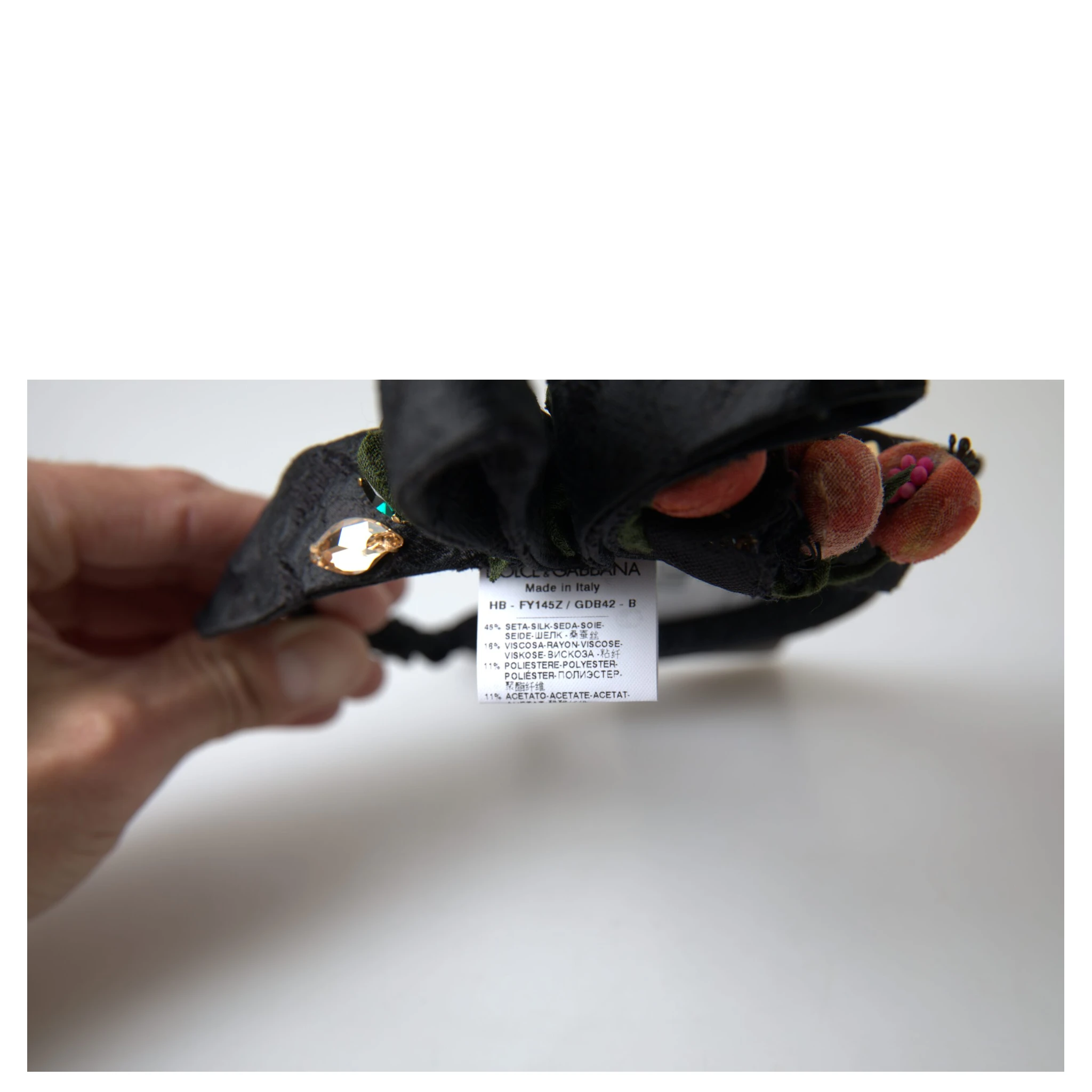 Black with multicolor Fig Fruit Crystal Tiara Diadem Headband