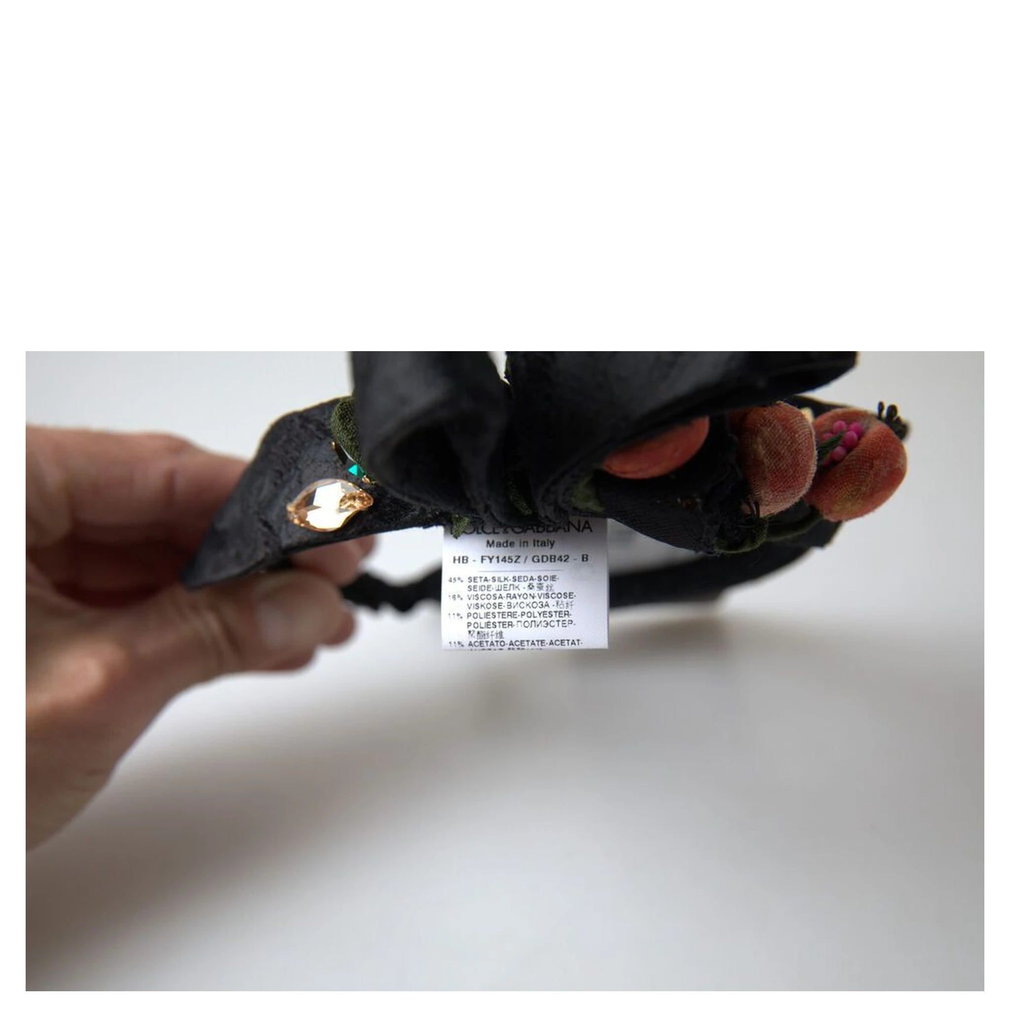 Black with multicolor Fig Fruit Crystal Tiara Diadem Headband