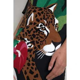 Black Tiger Jungle Print Sheath Stretch Dress