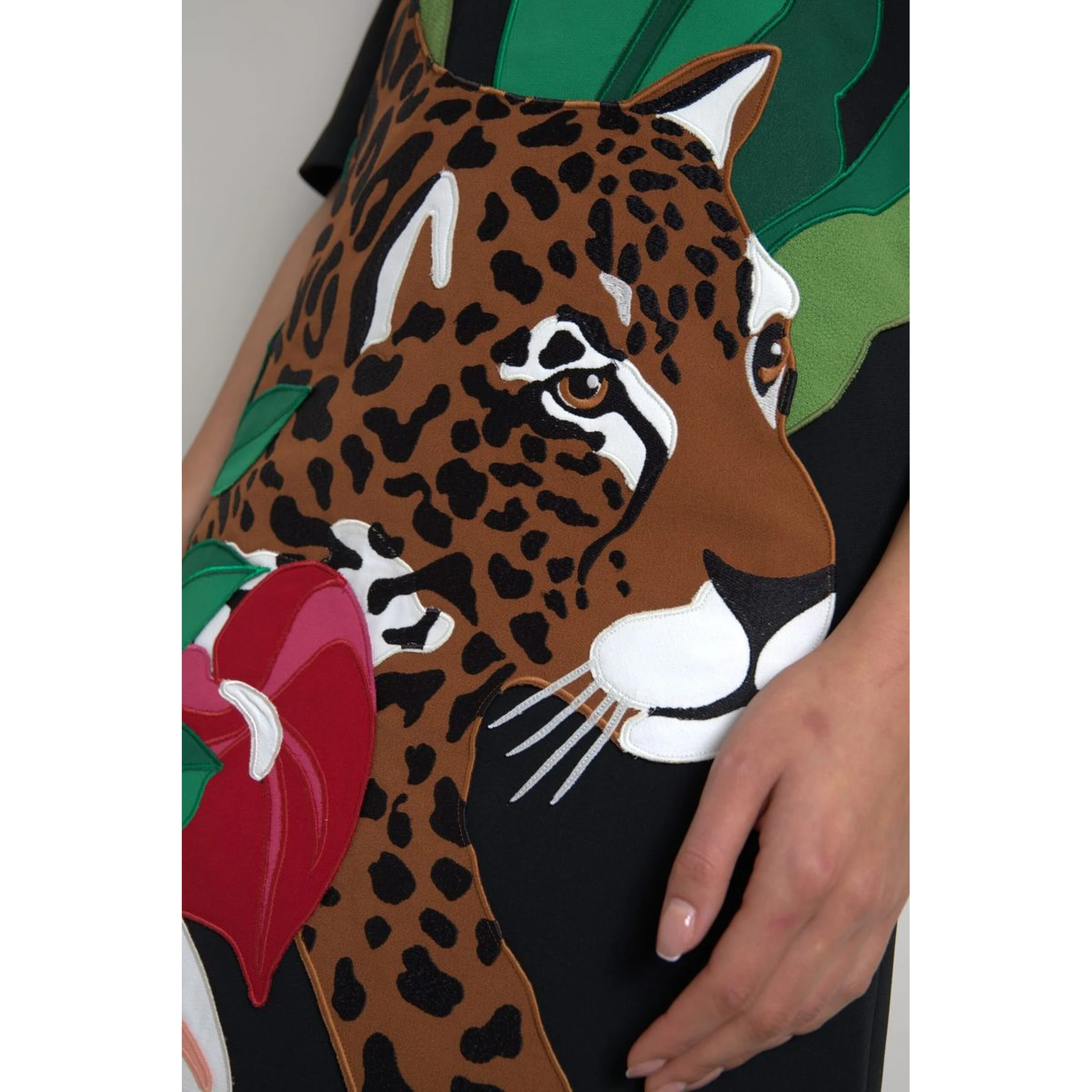 Black Tiger Jungle Print Sheath Stretch Dress