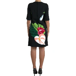 Black Tiger Jungle Print Sheath Stretch Dress