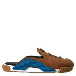 Brown Suede Crown Logo NS1 Slides Sandals