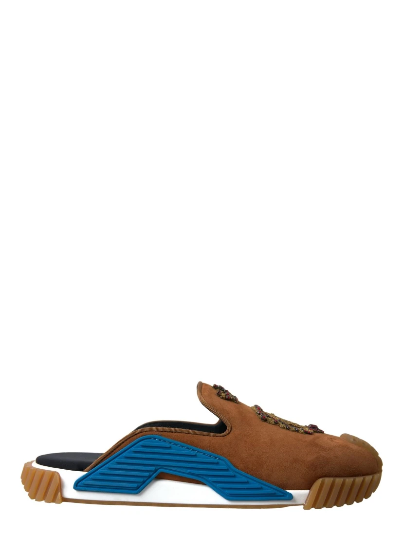 Brown Suede Crown Logo NS1 Slides Sandals