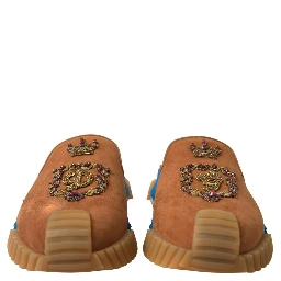 Brown Suede Crown Logo NS1 Slides Sandals