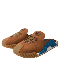 Brown Suede Crown Logo NS1 Slides Sandals