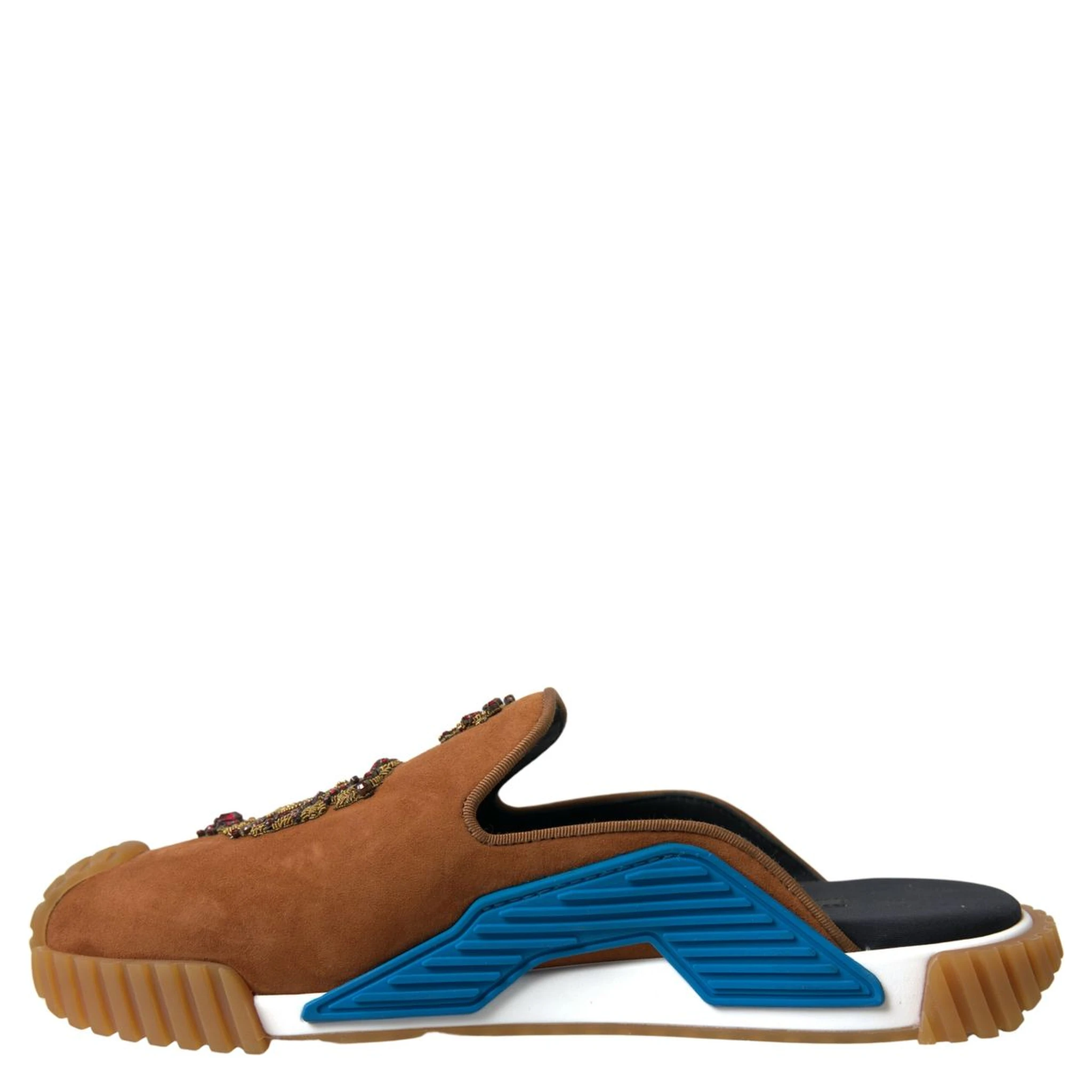 Brown Suede Crown Logo NS1 Slides Sandals