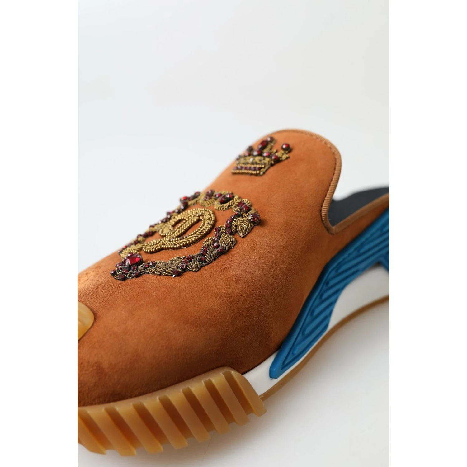 Brown Suede Crown Logo NS1 Slides Sandals