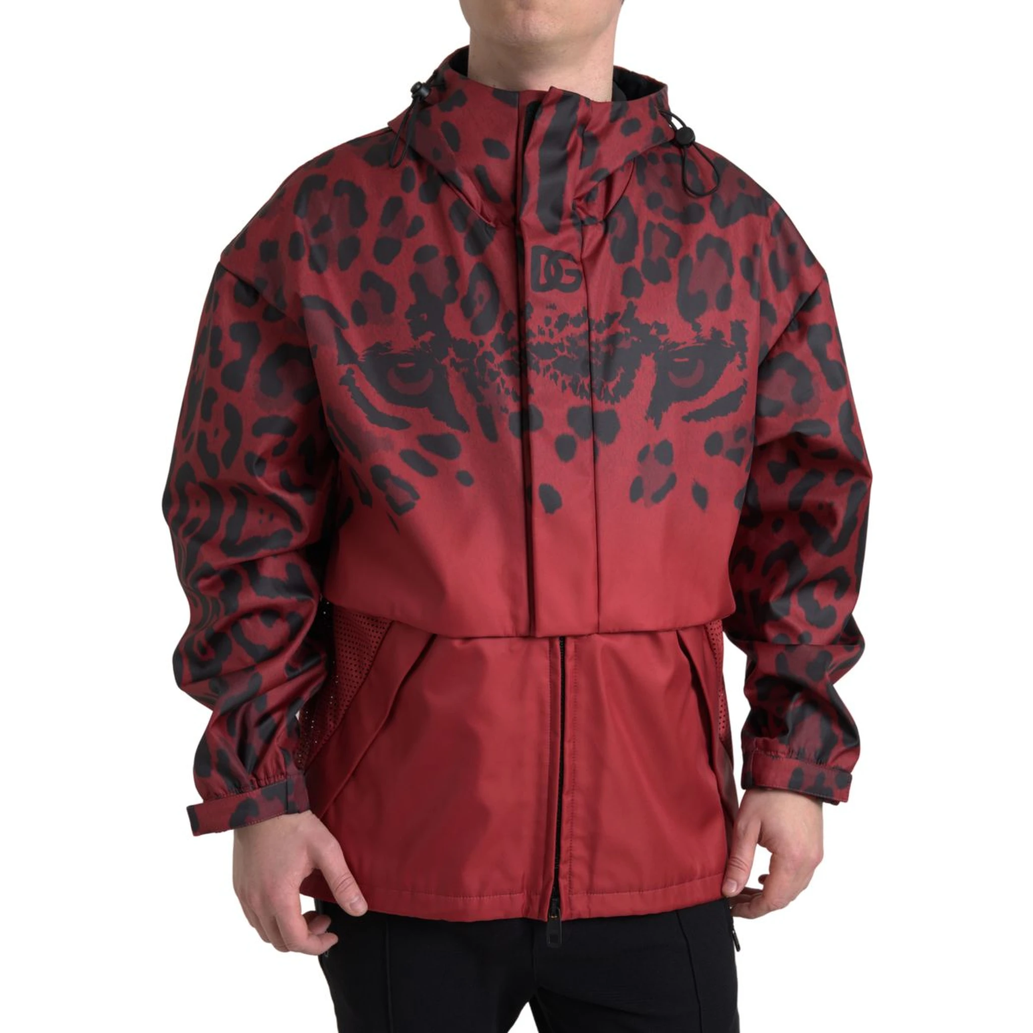 Red Leopard Hooded Rain Coat Jacket