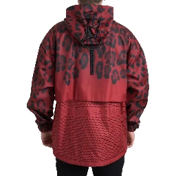 Red Leopard Hooded Rain Coat Jacket