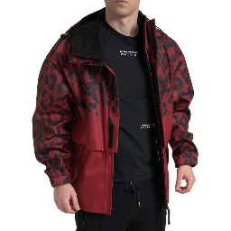 Red Leopard Hooded Rain Coat Jacket