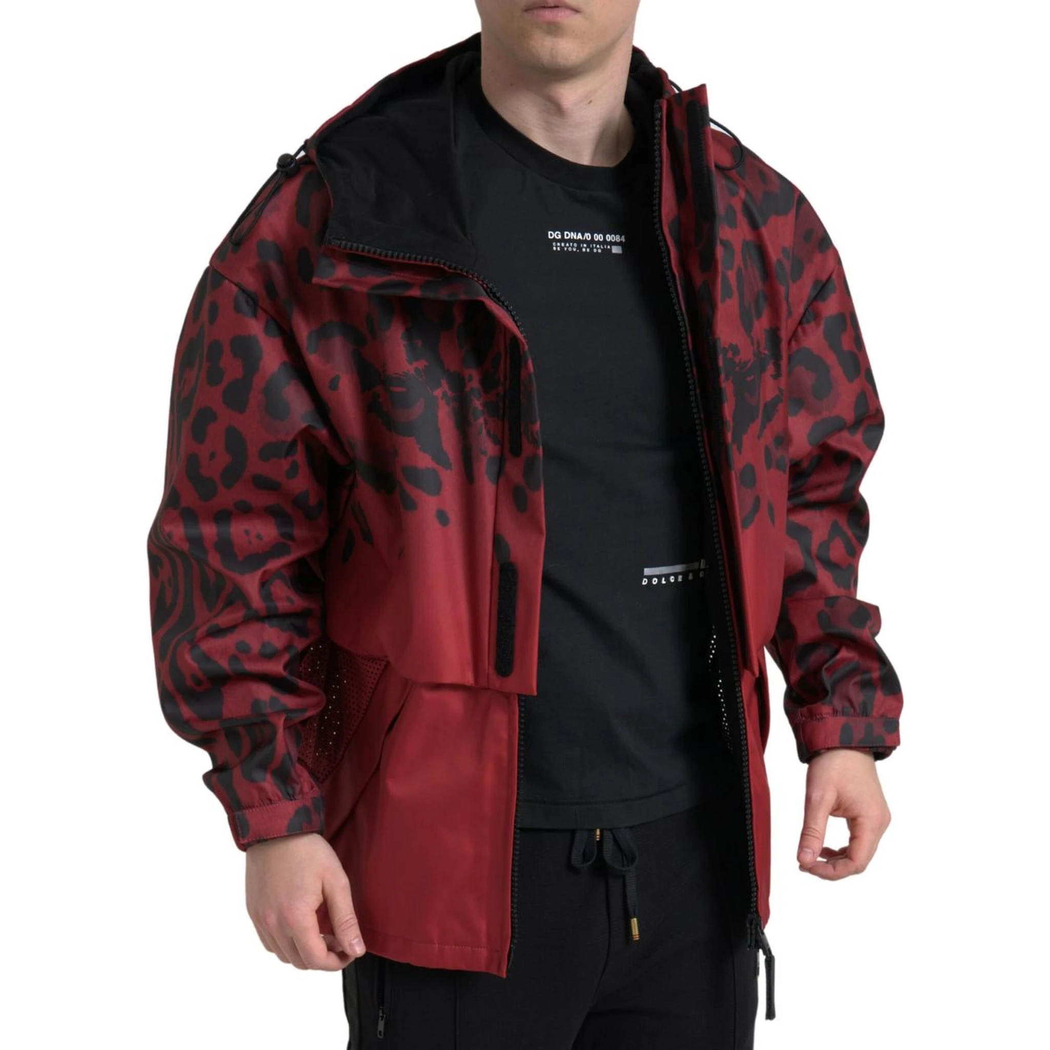 Red Leopard Hooded Rain Coat Jacket
