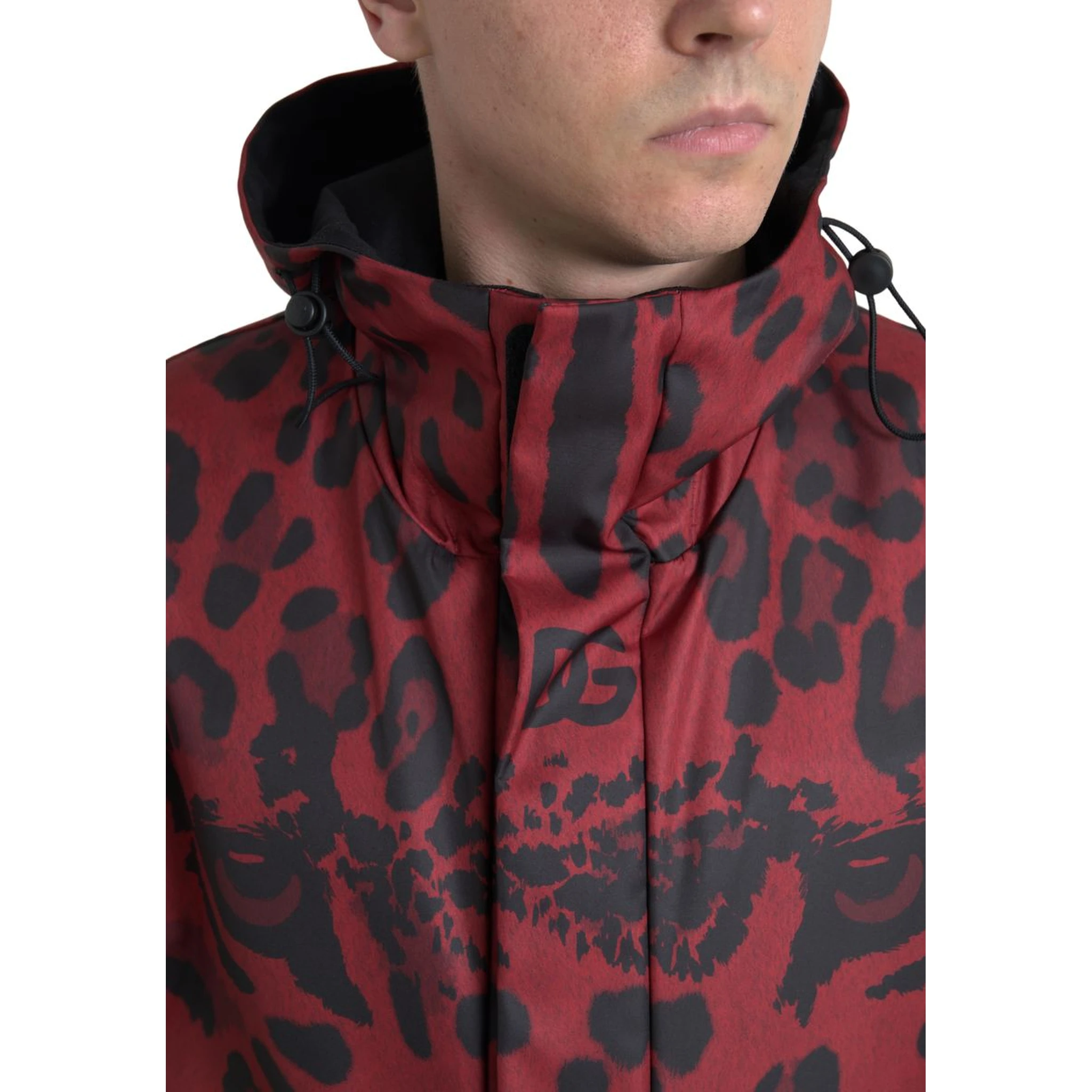 Red Leopard Hooded Rain Coat Jacket