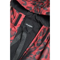 Red Leopard Hooded Rain Coat Jacket