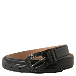 Black Leather Metal Buckle Cintura Belt